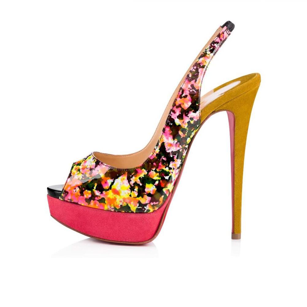Christian Louboutin NIB Lady Peep Toe Stiletto Heel Platform Pumps 39.5 Granite